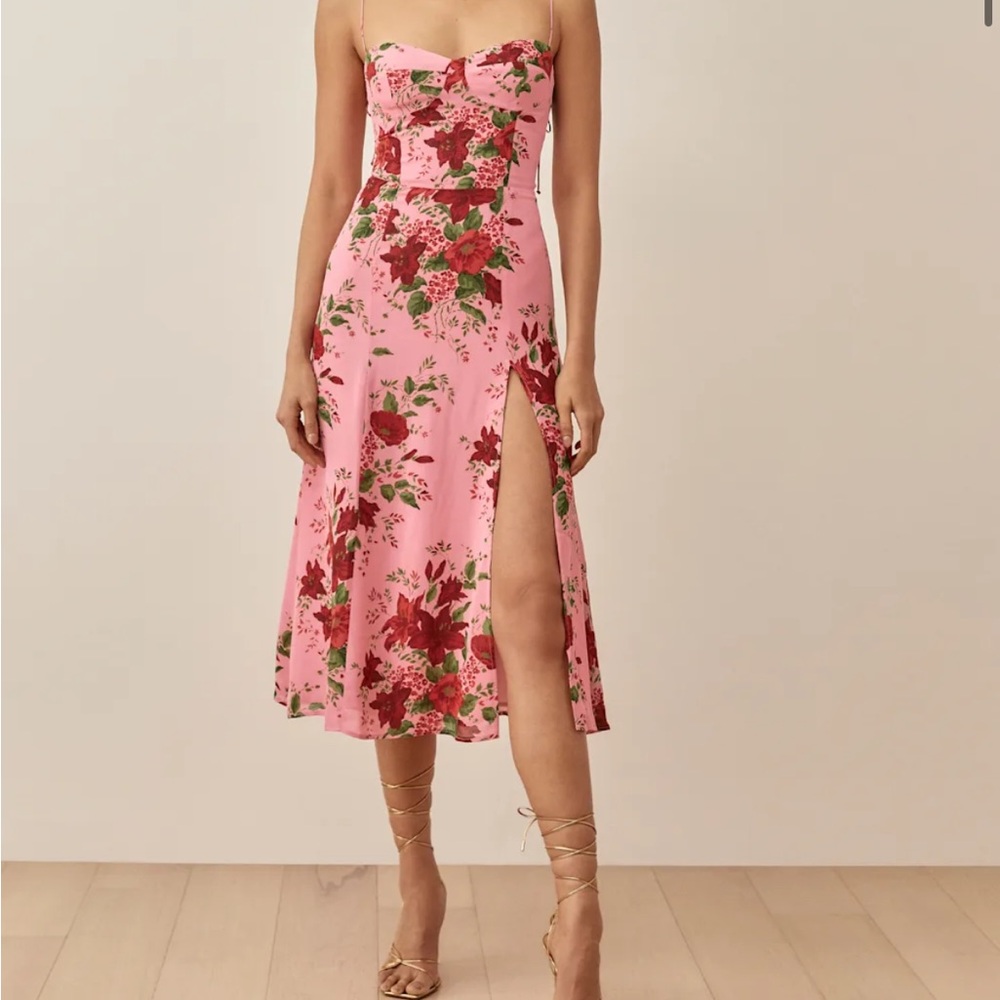 Floral Pink Strapless Dress